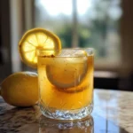 Brazilian Mounjaro recipe 3 ingredients drink in a glass with lemon and cayenne